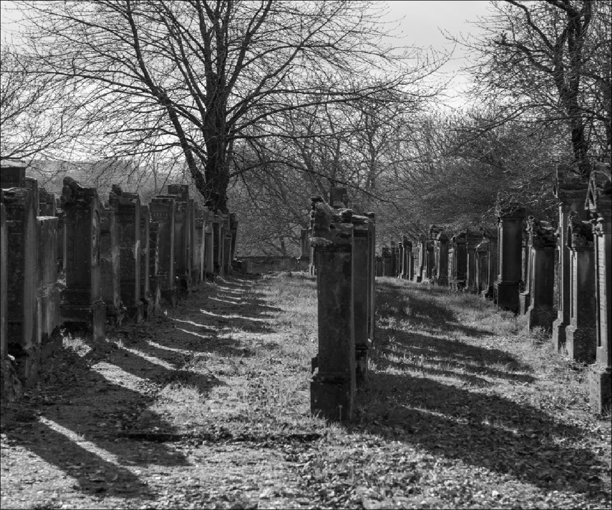 Jüdischer Friedhof Eppingen, schwarz-weiß Foto