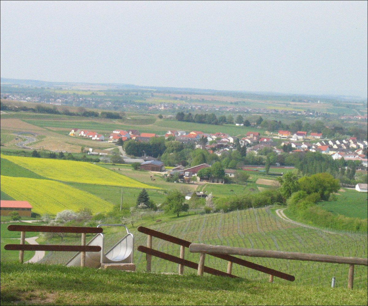 Blick vom Weinplateau auf Oberderdingen und das Kraichgauer Hügelland
